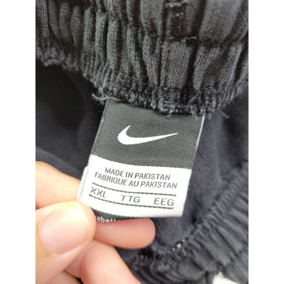 Nike Men XXL Black Sweat Short Elastic Waist Swoosh Pockets Lounge 10" - Picture 7 of 11